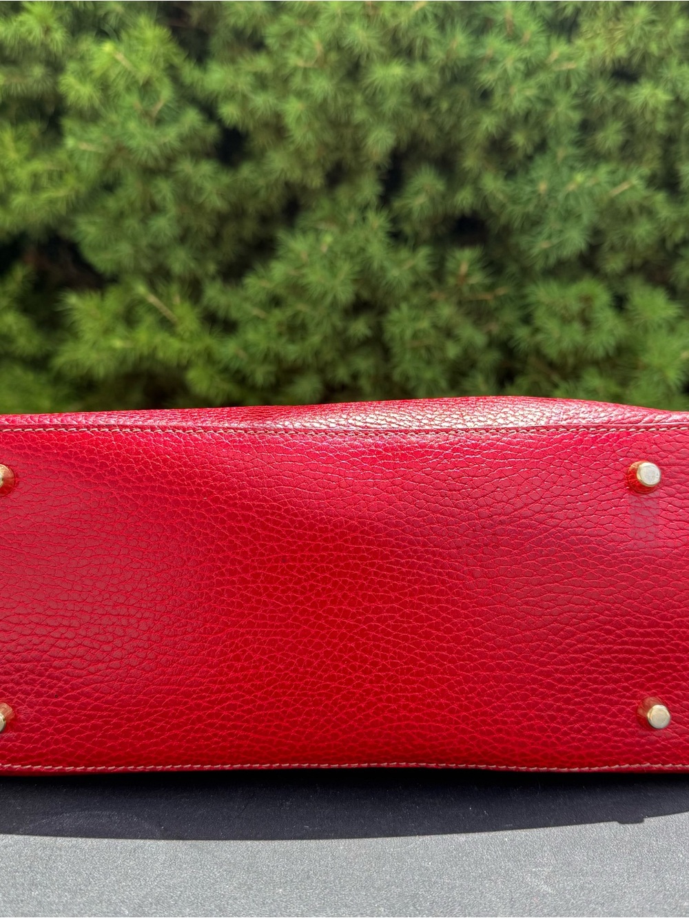 A. Testoni Vintage Red Leather Dome Satchel Handbag - Picture 3 of 7